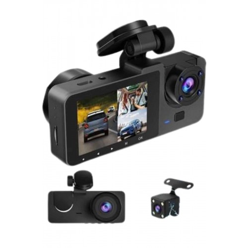 Yol Kayıt Araç Kamerası HD DVR 3 Kameralı 2.0in Ekranlı Ön İç Arka