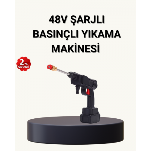 Taşınabilir Basınçlı Yıkama Makinesi – 5m Hortumlu Köpük Şişeli 48V Güçlü