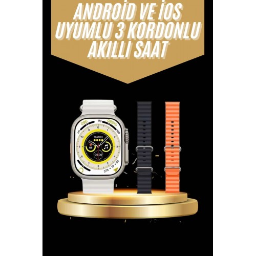 Yeni Nesil 3 Kordonlu Kol Saati 49 MM Amoled Ekran Akıllı Saat