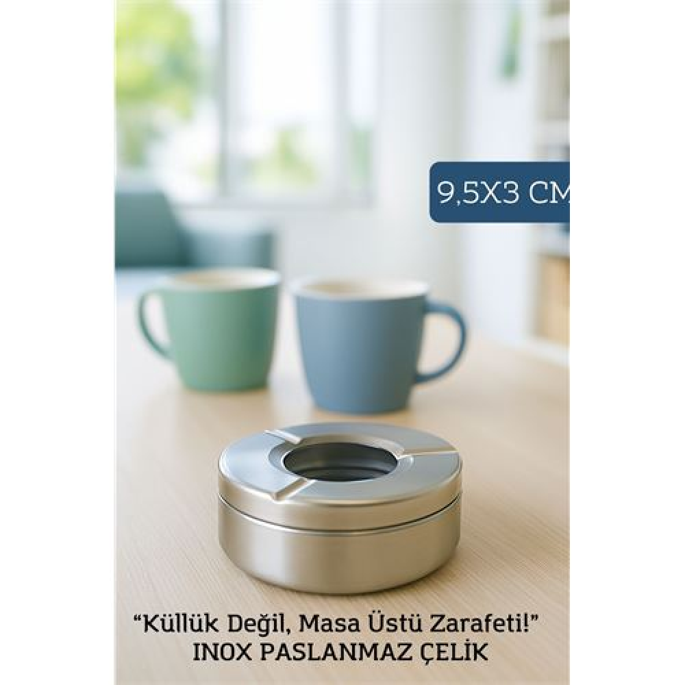HSNET Inox Çelik Küllük – 9.5 cm x 3 cm | Modern Hijyenik ve Dayanıklı Tasarım
