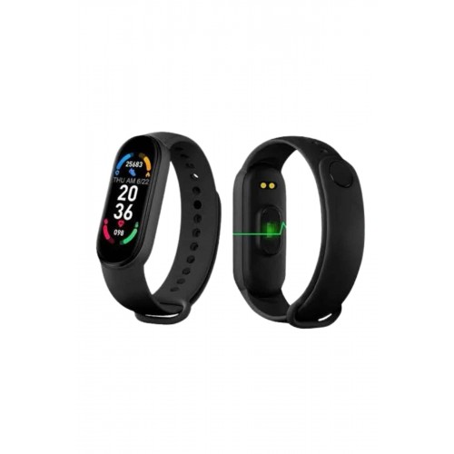 M6 Akıllı Bileklik Siyah Adımsayar Spor Takibi Android ve İOS Uyumlu