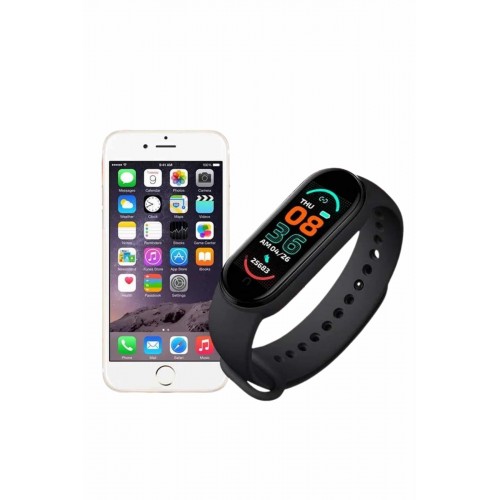 M6 Akıllı Bileklik Siyah Adımsayar Spor Takibi Android ve İOS Uyumlu