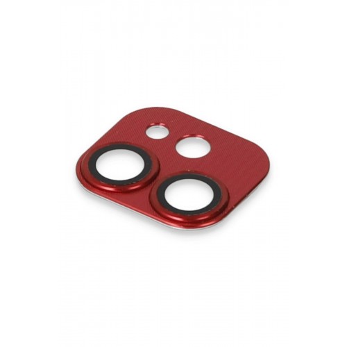 iPhone 11 Pers Alüminyum Kamera Lens - Kırmızı-(5796)
