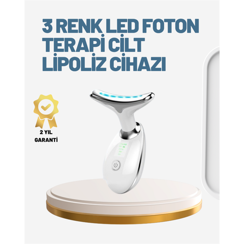 Cilt Yenileyici Şarjlı Güzellik Aleti – Pozitif/Negatif İyon Titreşimli Masaj ve Kırmızı-Mavi-Yeşil Işıkla