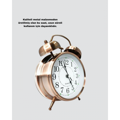Retro Tarz Bronz Dekoratif Masa Saati Metal Gövde Yüksek Sesli Alarm Retro Tarz Bronz Dekoratif Masa Saati Metal Gövde Yüksek Sesli Alarm