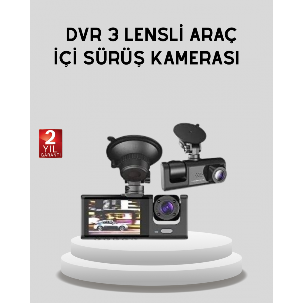 Full HD Üç Kameralı Araç Kamerası 170° Geniş Açılı ve Park Destekli