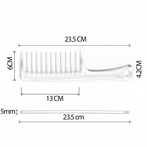 Turk Geniş Dişli Kristal Şeffaf Masaj Etkili Saç Açma Tarağı