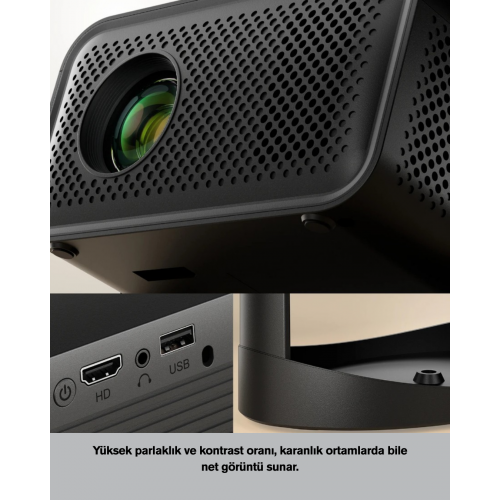WiFi 6 ve Bluetooth 5 Bağlantılı Taşınabilir Projeksiyon Makinesi WiFi 6 ve Bluetooth 5 Bağlantılı Taşınabilir Projeksiyon Makinesi
