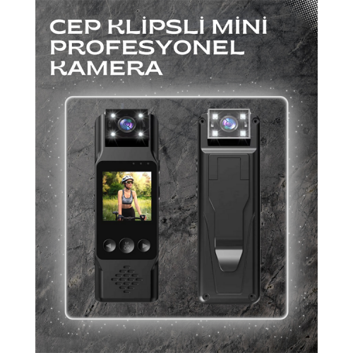 WiFi Destekli Mini Kamera – 180° Dönebilen Lens 1080P Video TFT Ekranlı