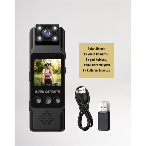 WiFi Destekli Mini Kamera – 180° Dönebilen Lens 1080P Video TFT Ekranlı