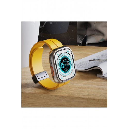 Apple Watch 42mm KR412 Elegance Stylısh Kordon - Turuncu-(5796)