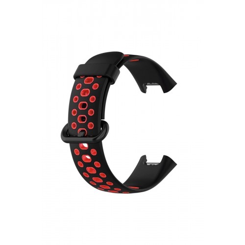 Xiaomi Redmi Watch 2 Spor Delikli Kordon - Siyah-Kırmızı-(5796)