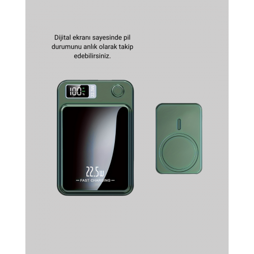 MagSafe Powerbank 22.5W Hızlı Şarjlı ve Kompakt Kablosuz Şarj Cihazı