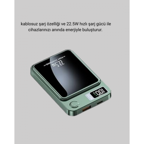 MagSafe Powerbank 22.5W Hızlı Şarjlı ve Kompakt Kablosuz Şarj Cihazı