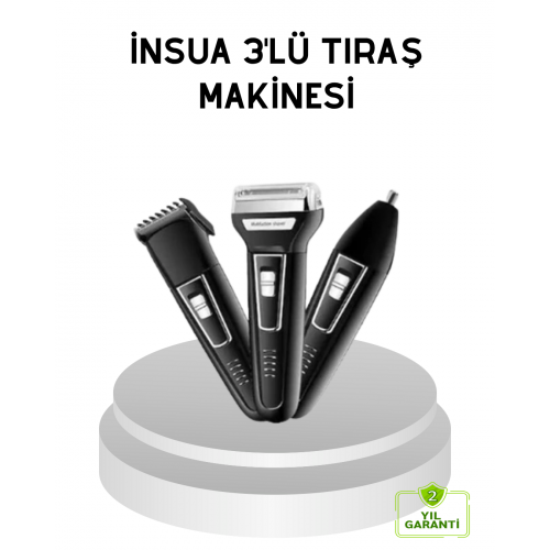 İnsua 3 Başlıklı Profesyonel Tıraş Makinesi – Sıfır Kesim Hassas Başlık Güçlü Motor