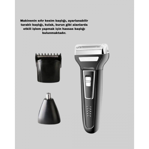 İnsua 3 Başlıklı Profesyonel Tıraş Makinesi – Sıfır Kesim Hassas Başlık Güçlü Motor