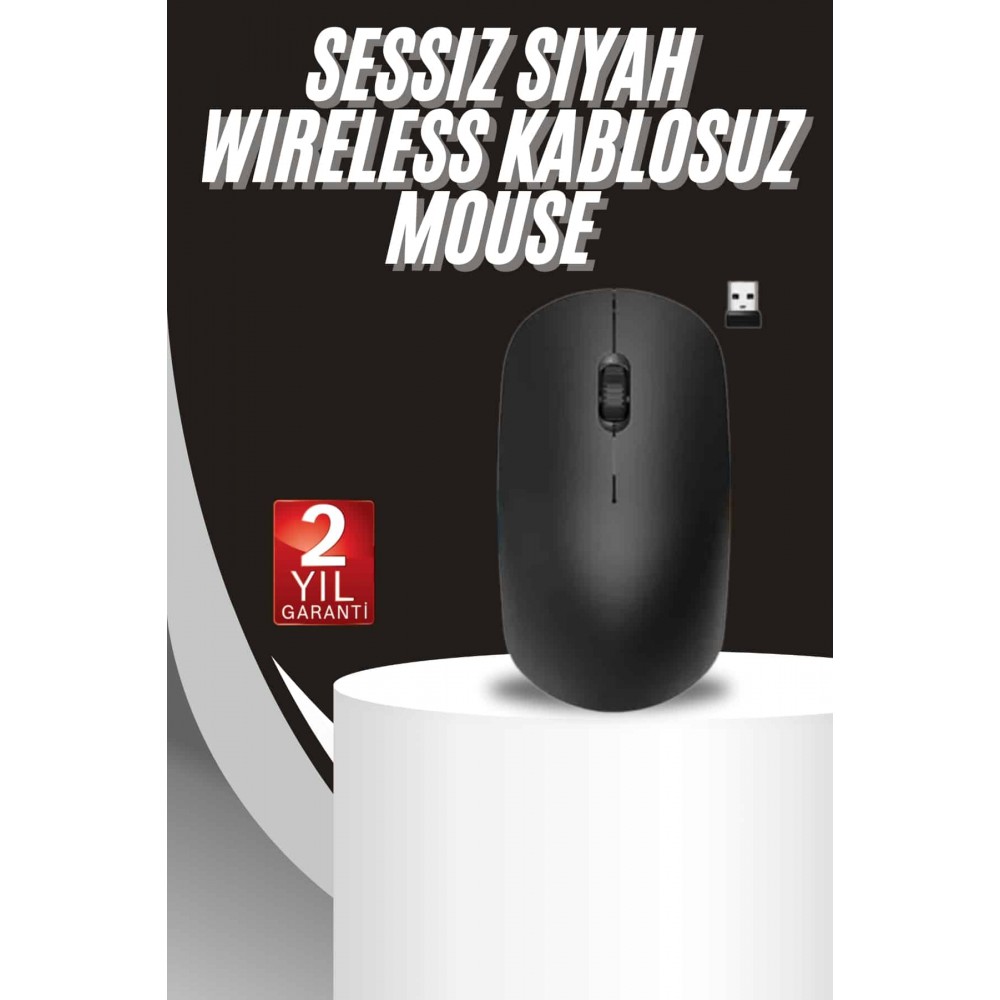 Ergonomik Tasarım Kablosuz Siyah Mouse Hassas Uzun Ömürlü