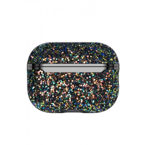 Airpods 3 (3.nesil) Bright Simli Airpods Kapak - Siyah-(5796)