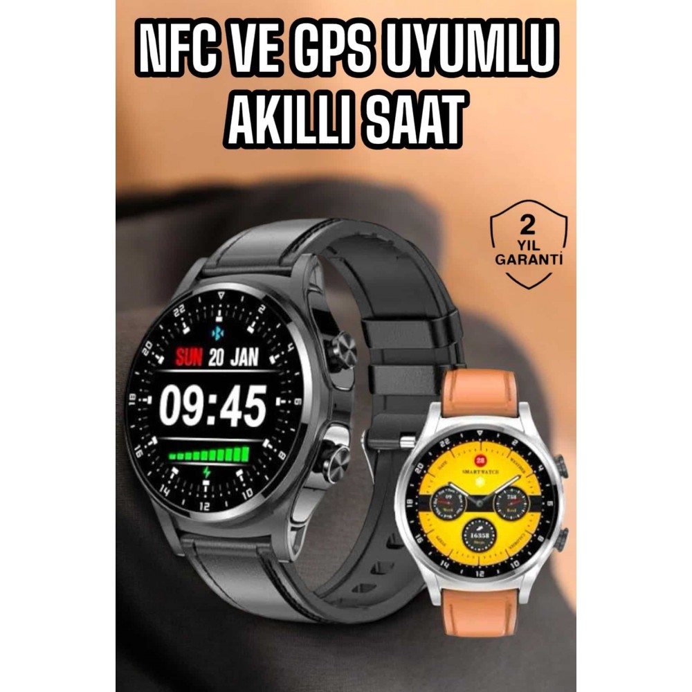 Akıllı Saat Titreşimli Pusula Nabız ve Tansiyon Ölçer NFC Uyumlu