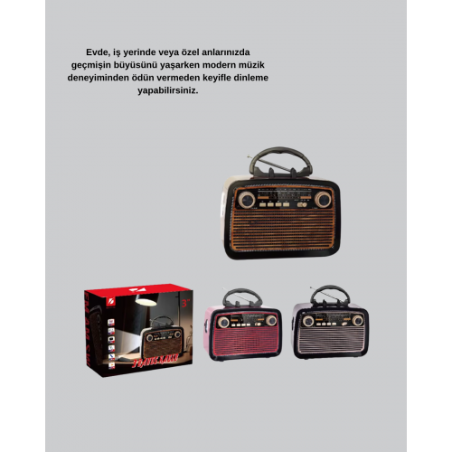 LED’li Nostaljik Bluetooth Hoparlör – Vintage Tasarım Ahşap Doku