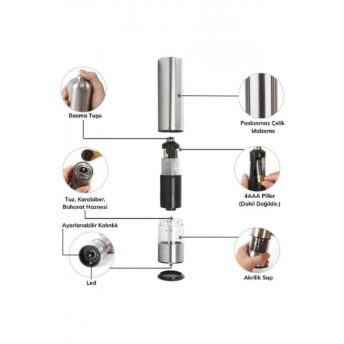 Otomatik Tuz ve Karabiber Öğütücü Baharat Öğütücü Tuz Karabiber Değirmeni