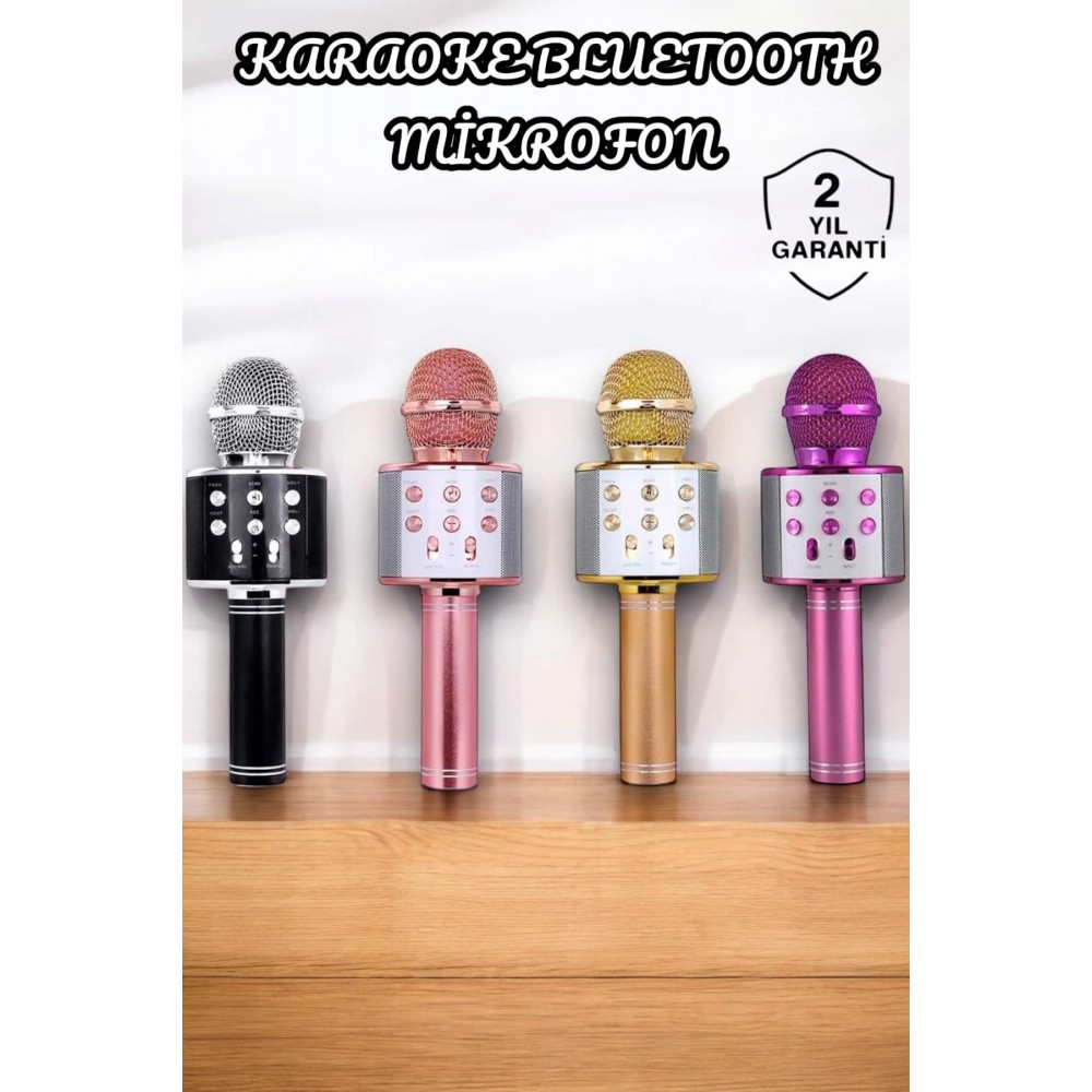 Şarjlı ve Uzun Pil Ömürlü Karaoke Mikrofon USB Bellek Destekli Profesyonel Ses