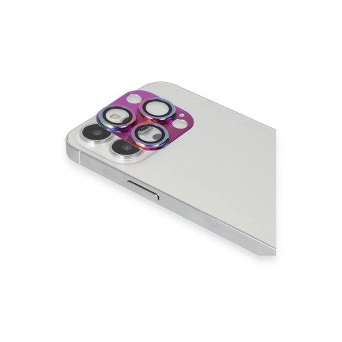 iPhone 13 Pro Max Pers Alüminyum Kamera Lens - Rainbow-(5796)
