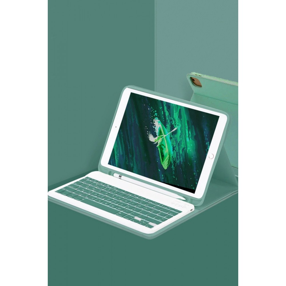 iPad Pro 11 (2024) Kılıf KC01 Smart Klavyeli Tablet Kılıfı - Koyu Yeşil-(5796)