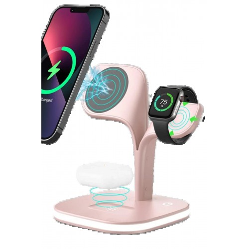 YM-UD22 Kablosuz Şarj Masaüstü Set - Pembe-(5796)