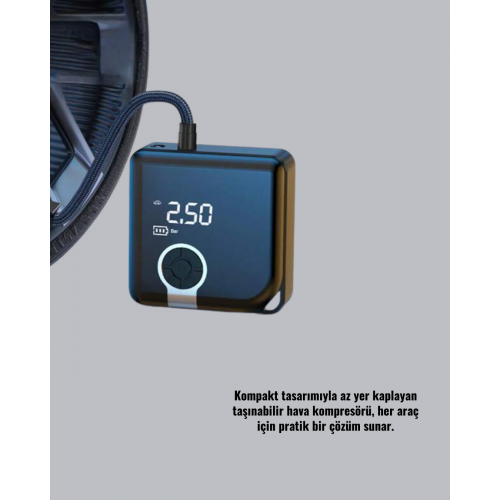 Type-C Şarj Girişli Taşınabilir Elektrikli Hava Pompası