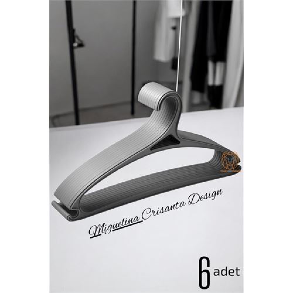 Turk Tasarım Askı Seti 6 ADET Elbise Askısı M.Crisanta GRİ