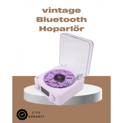 360° Sesli Kablosuz Hoparlör – Retro Tasarım ve Projektör Işığı