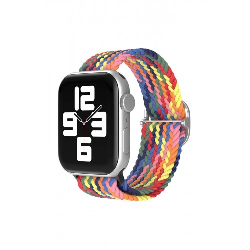 Apple Watch 38mm Star Kordon - Siyah-Kırmızı-Sarı-(5796)