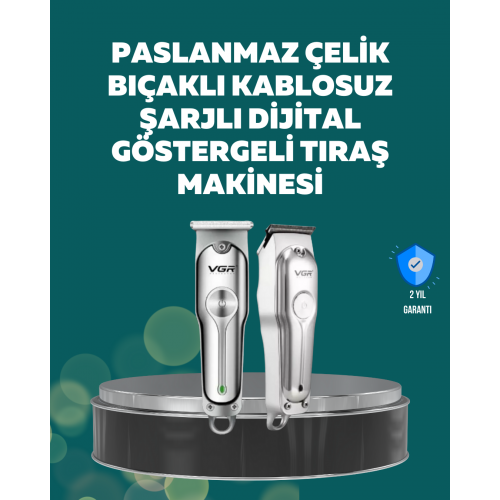 Profesyonel Saç ve Sakal Kesme Makinesi – Şarjlı Sessiz Motor Ayarlanabilir Tarak