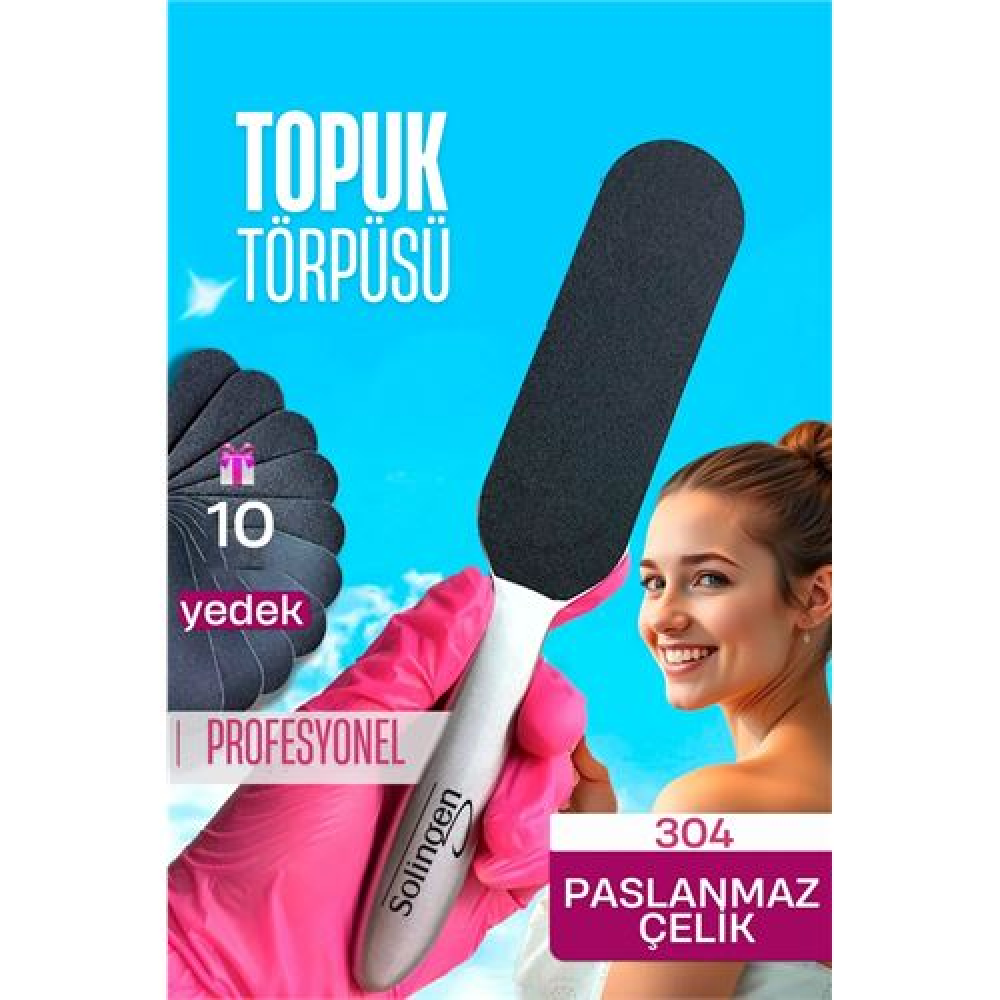HSNET  Çelik Topuk Törpüsü - 10 Yedekli Profesyonel Çelik Topuk Törpüsü Solingen Professional