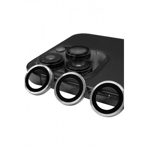 iPhone 15 Pro Max Raze Metal Kamera Lens - Gümüş-(5796)