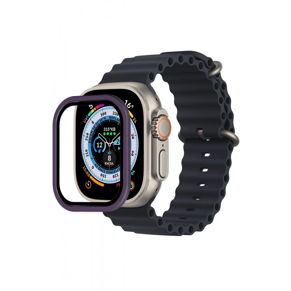 Apple Watch Ultra 49mm Alüminyum Kasa Cam Ekran Koruyucu - Mor-(5796)