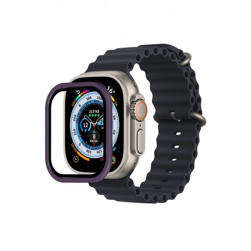 Apple Watch Ultra 49mm Alüminyum Kasa Cam Ekran Koruyucu - Mor-(5796)