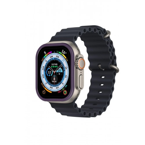 Apple Watch Ultra 49mm Alüminyum Kasa Cam Ekran Koruyucu - Mor-(5796)