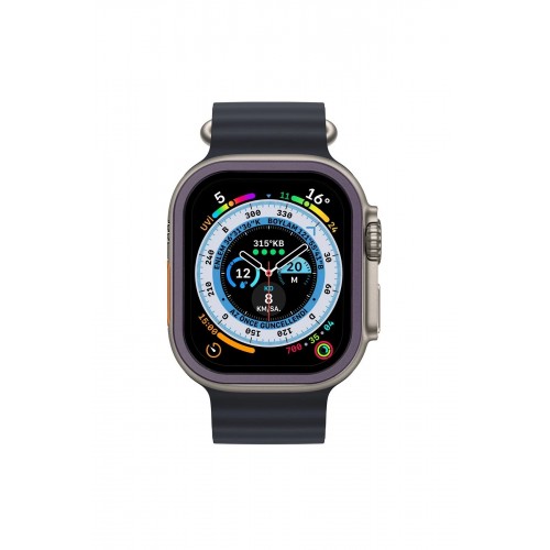 Apple Watch Ultra 49mm Alüminyum Kasa Cam Ekran Koruyucu - Mor-(5796)