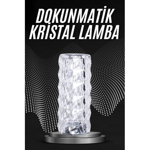 Kristal Lamba Masa Lambası Şarjlı Masa Lambası Dokunmatik Sensör Usb Şarjlı
