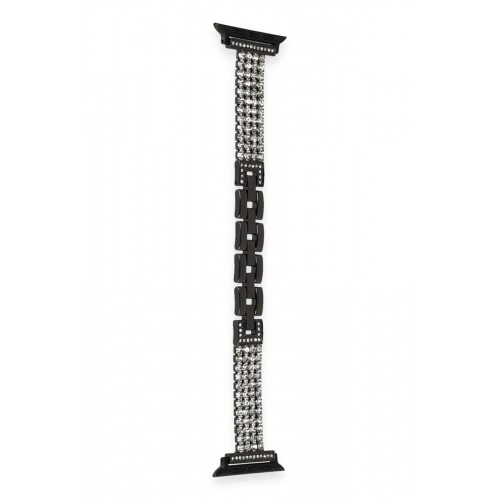 Apple Watch 38mm Live Taşlı Kordon - Siyah-(5796)
