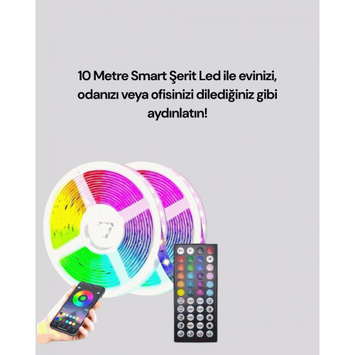 Bluetooth Kontrollü Smart Şerit Led 10M Sese Duyarlı RGB Aydınlatma Bluetooth Kontrollü Smart Şerit Led 10M Sese Duyarlı RGB Aydınlatma