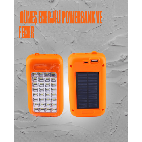 Güneş Enerjili LED Powerbank Işıldak – 10000 mAh Su Geçirmez 32 LED Taşınabilir Tasarım