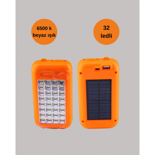 Güneş Enerjili LED Powerbank Işıldak – 10000 mAh Su Geçirmez 32 LED Taşınabilir Tasarım