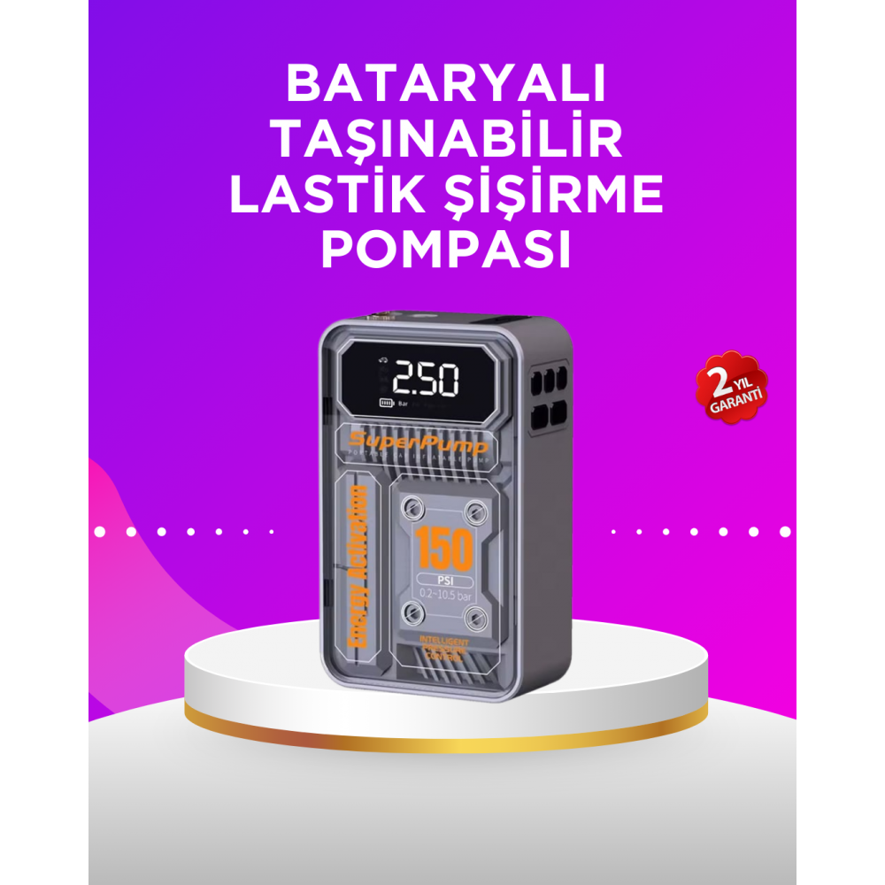 Mini Boy Elektrikli Şarjlı Yüksek Basınçlı Lastik Şişirme Pompası