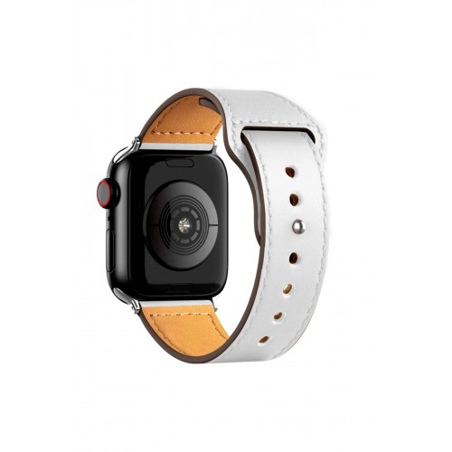 Apple Watch 38mm KR415 Luaz Deri Kordon - Beyaz-(5796)
