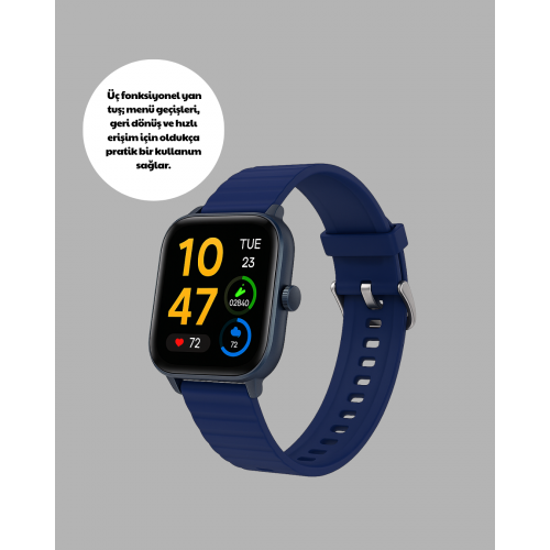 Akıllı Saat 360 mAh Çoklu Spor Modlu Lacivert Siyah Kordon