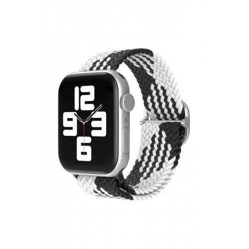 Watch 22mm Star Kordon - Siyah-Beyaz-(5796)