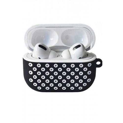 Airpods Pro 2 (2.nesil) Spor Delikli Kılıf - Siyah-Beyaz-(5796)